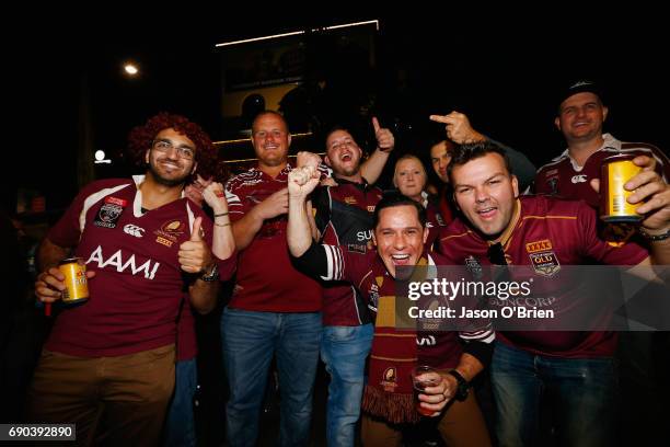 Queensland fans at Caxton street before game one of the State Of Origin series between the Queensland Maroons and the New South Wales Blues at...