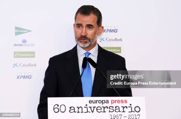 King Felipe VI of Spain attends Europa Press news agency 60th Anniversary at the Villa Magna hotel on May 30, 2017 in Madrid, Spain.