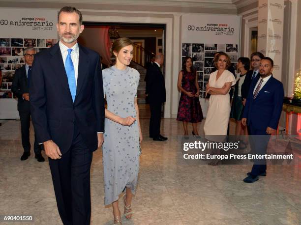King Felipe VI of Spain and Queen Letizia of Spain, Blanca Ulibarri, Dolores Muriel and Marcial Rodriguez attend Europa Press news agency 60th...