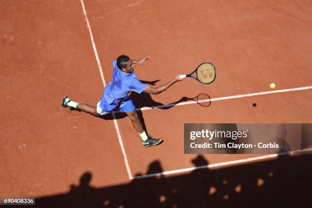 French Open Tennis Tournament - Day Three. Nick Kyrgios of Australia in action against Philipp Kohlschreiber of Germany on court two during the Men's...