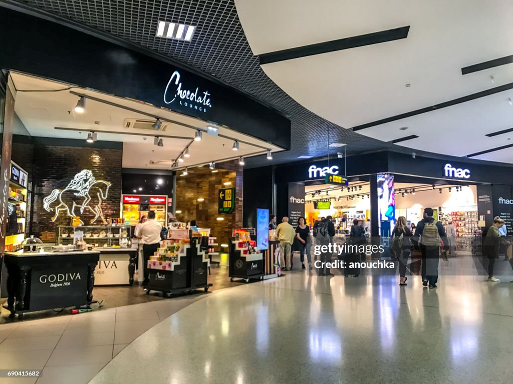 People traveling through Lisbon Portela Airport, Portugal