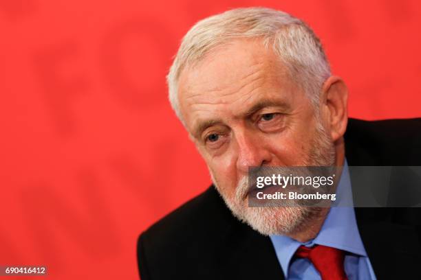 Jeremy Corbyn, leader of the U.K. Opposition Labour Party, speaks during a general-election campaign event in London, U.K., on Wednesday, May 31,...