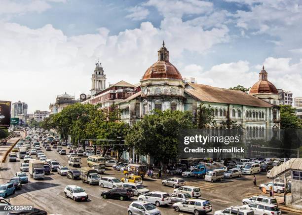 cityscape of yangon city, myanmar - yangon stock pictures, royalty-free photos & images