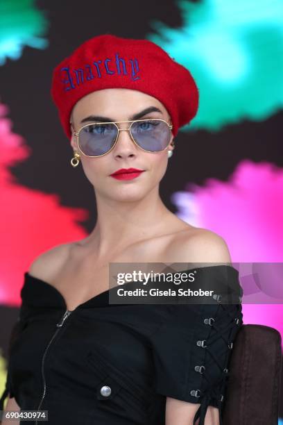 Cara Delevigne attends Magnum photocall during the 70th annual Cannes Film Festival at Magnum Beach on May 18, 2017 in Cannes, France.