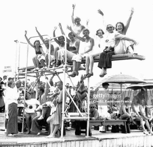 Quelques stars de la natation et du plongeon réunis pour les pré-sélections des Jeux Olympiques, à Jones Beach, New York, Etats-Unis.