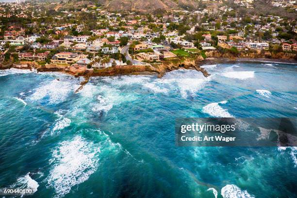 coastal la jolla aerial view - la jolla imagens e fotografias de stock