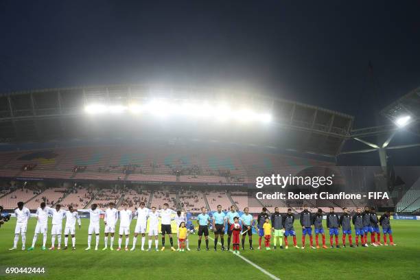 The teams line up for the FIFA U-20 World Cup Korea Republic 2017 Round of 16 match between England and Costa Rica at Jeonju World Cup Stadium on May...
