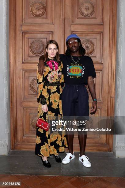 Ana Kras and Devonte Hynes arrive at the Gucci Cruise 2018 fashion show at Palazzo Pitti on May 29, 2017 in Florence, Italy.