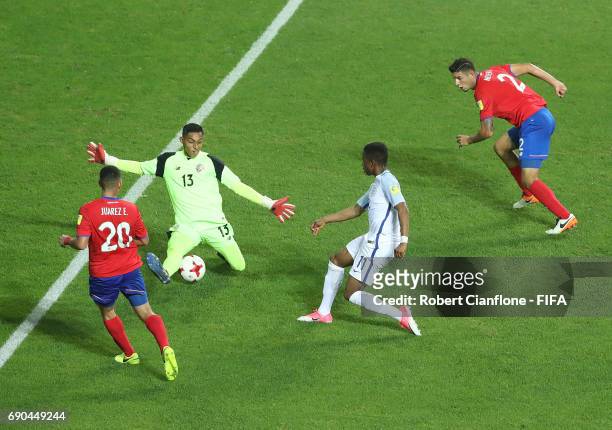 Ademola Lookman of England gets the ball past Costa Rica goalkeeper Erick Pineda to score his second goal during the FIFA U-20 World Cup Korea...