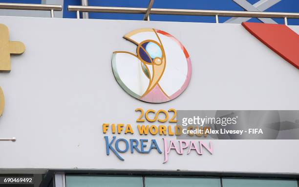 Signs from the 2002 FIFA World Cup are seen around the Daejeon World Cup Stadium during the FIFA U-20 World Cup Korea Republic 2017 Round of 16 match...