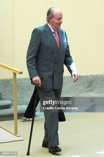King Juan Carlos attends COTEC meeting at the El Pardo Palace on May 31, 2017 in Madrid, Spain.