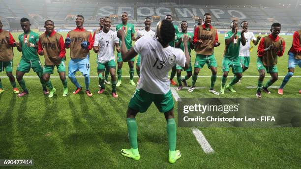 Shemmy Mayembe of Zambia leads the victory dance during the FIFA U-20 World Cup Korea Republic 2017 Round of 16 match between Zambia and Germany at...