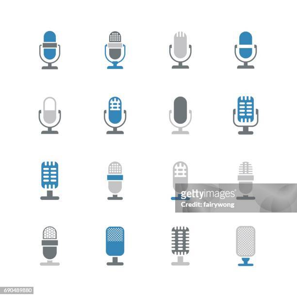 illustrazioni stock, clip art, cartoni animati e icone di tendenza di icone del microfono - microfono