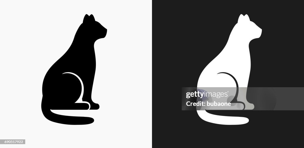 Cat Sitting Icon On Black And White Vector Backgrounds High-Res Vector  Graphic - Getty Images