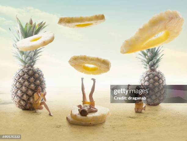 pineapple joy - flight food stock pictures, royalty-free photos & images