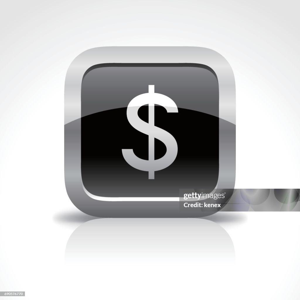Dollar Sign Glossy Button Icon