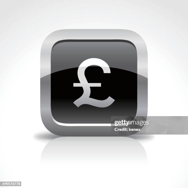 pound dollar sign glossy button icon - hong kong market stock illustrations