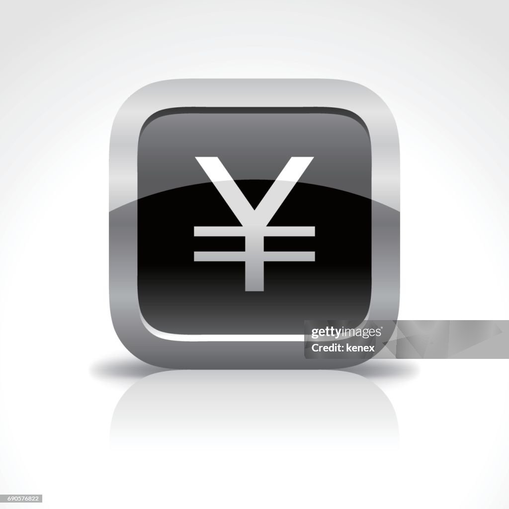 Yen JPY Dollar Sign Glossy Button Icon