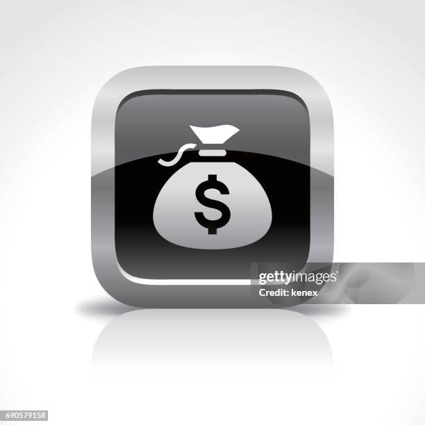 money bag finance glossy button icon - hong kong market stock illustrations