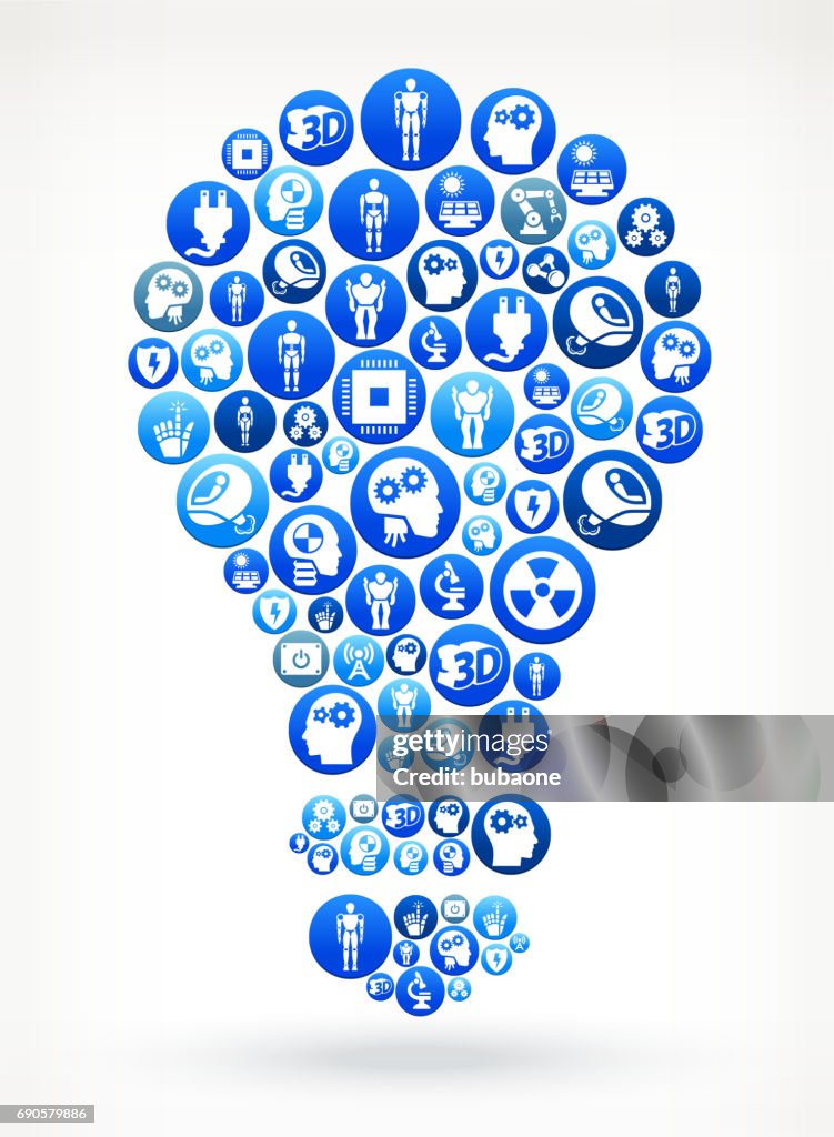 Vector Robots Button Light Bulb Robots And Robotics Vector Button Pattern High-Res Vector ...