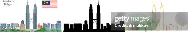 kuala lumpur skyline - kuala lumpur stock illustrations