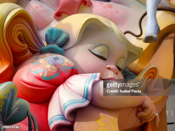 fallas, a traditional celebration held in commemoration of saint joseph in the city of valencia, in spain. - las fallas festival in valencia stock pictures, royalty-free photos & images