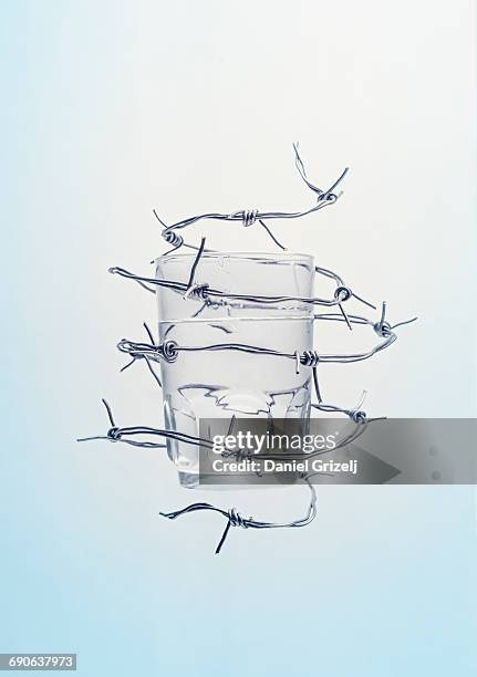 protecting the water - barbed wire stock pictures, royalty-free photos & images