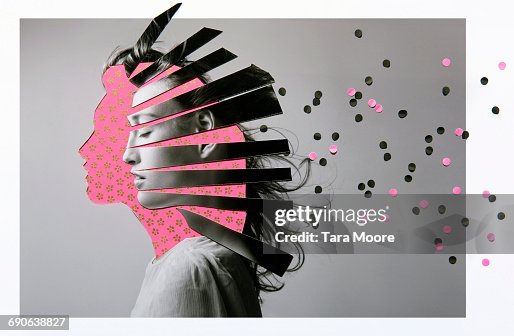 Collage of woman thinking Collage of woman thinking