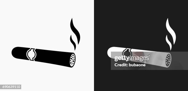 illustrations, cliparts, dessins animés et icônes de icône de cigare sur noir et blanc vector backgrounds - cigar
