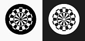 Dartboard Icon on Black and White Vector Backgrounds