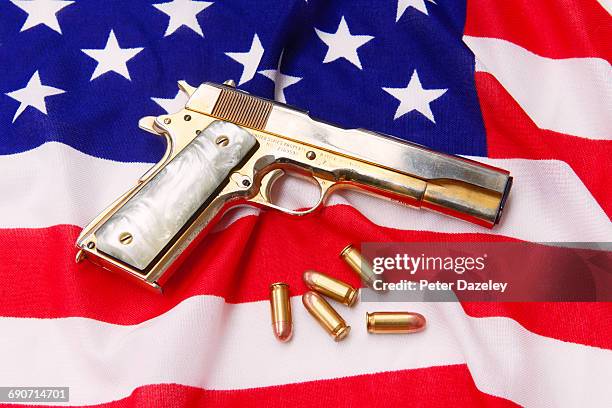 fancy hand gun with bullets - american flag gun stock pictures, royalty-free photos & images