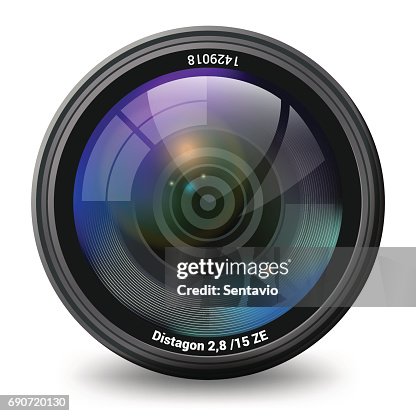 Camera Lens Isolated Front View Realistic Vector Illustration Photo And ...