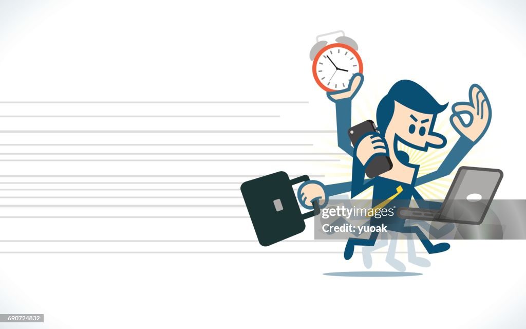 Working Hard Running Man Hard Work Running With Multitasking High-Res Vector Graphic - Getty ...