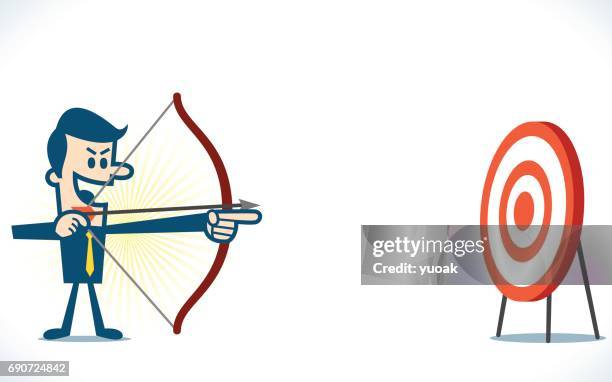 hitting the target - archery competition stock illustrations