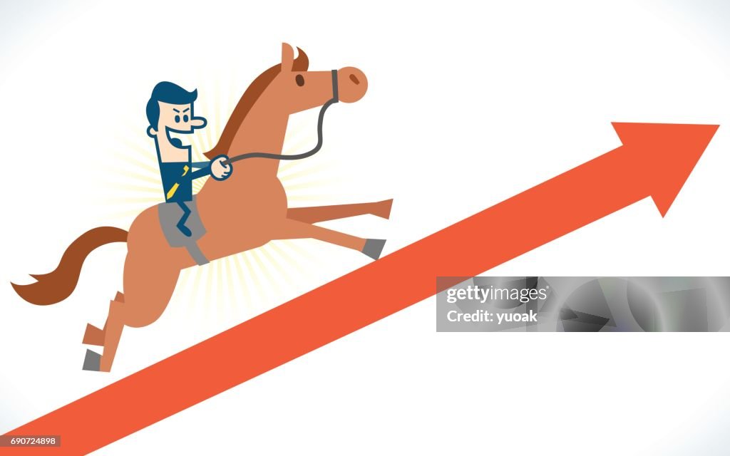 Man on horseback running on arrow