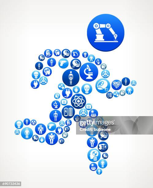 man running robots and robotics vector button pattern - powered exoskeleton stock illustrations