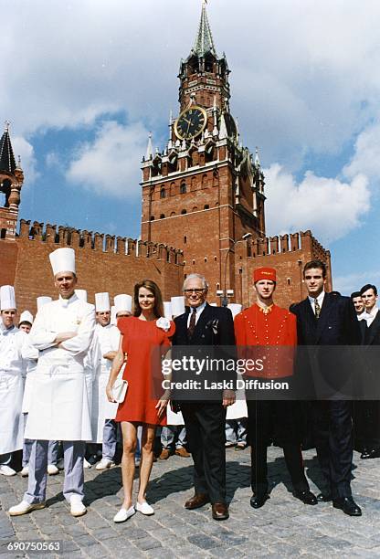 Fashion designer Pierre Cardin with actress Cyrielle Clair and 300 other guests celebrates the opening of his restaurant "Maxim's" in Moscow. Red...