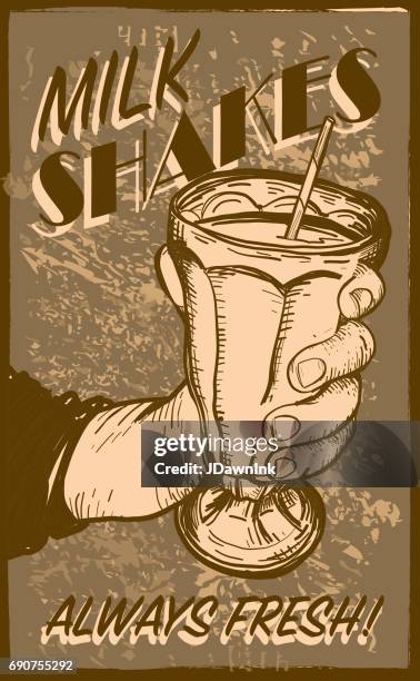 retro styled milk shake sign - milk texture stock illustrations