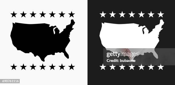 u.s.a map icon on black and white vector backgrounds - black and white map of the united states stock illustrations