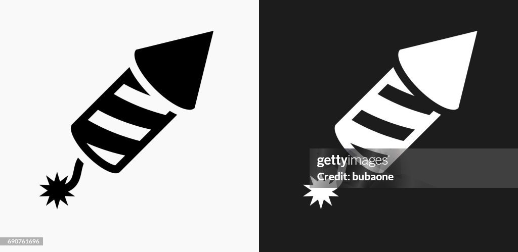 Fireworks Icon on Black and White Vector Backgrounds