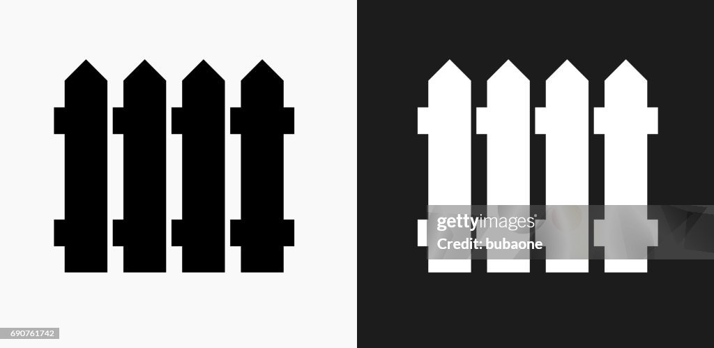 Fence Icon on Black and White Vector Backgrounds