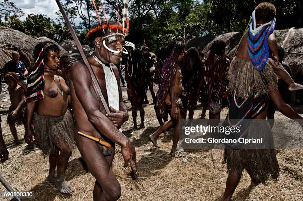 dani tribe, baliem valley, western new guinea, indonesia. - koteka stock pictures, royalty-free photos & images