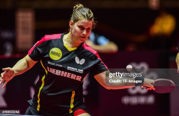 Germany Petrissa Solja of Germany in action during the Table Tennis World Championship at Messe Duesseldorf on May 30, 2017 in Dusseldorf, Germany.