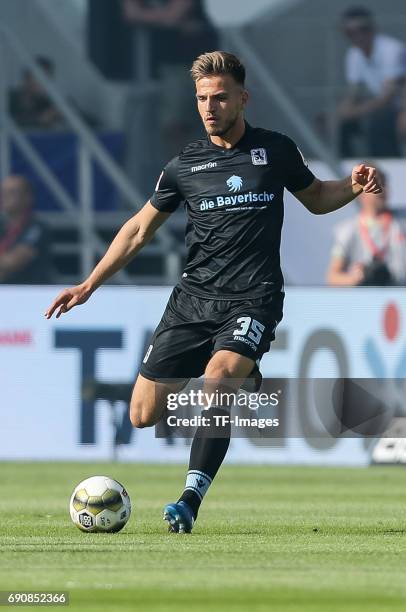 Marin Pongracic of 1860 Munich controls the ball during the Second Bundesliga Playoff first leg match between Jahn Regensburg and TSV 1860 Muenchen...