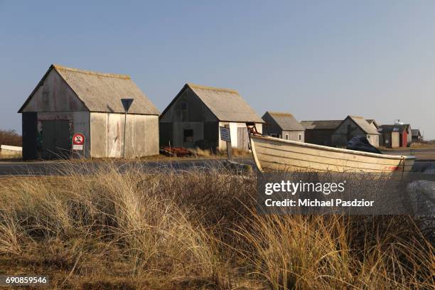 fisher huts - hvide sande denmark stock pictures, royalty-free photos & images