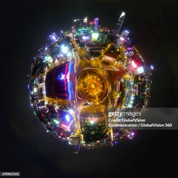 illuminated night in saigon, vietnam - hdri 360 stock-fotos und bilder