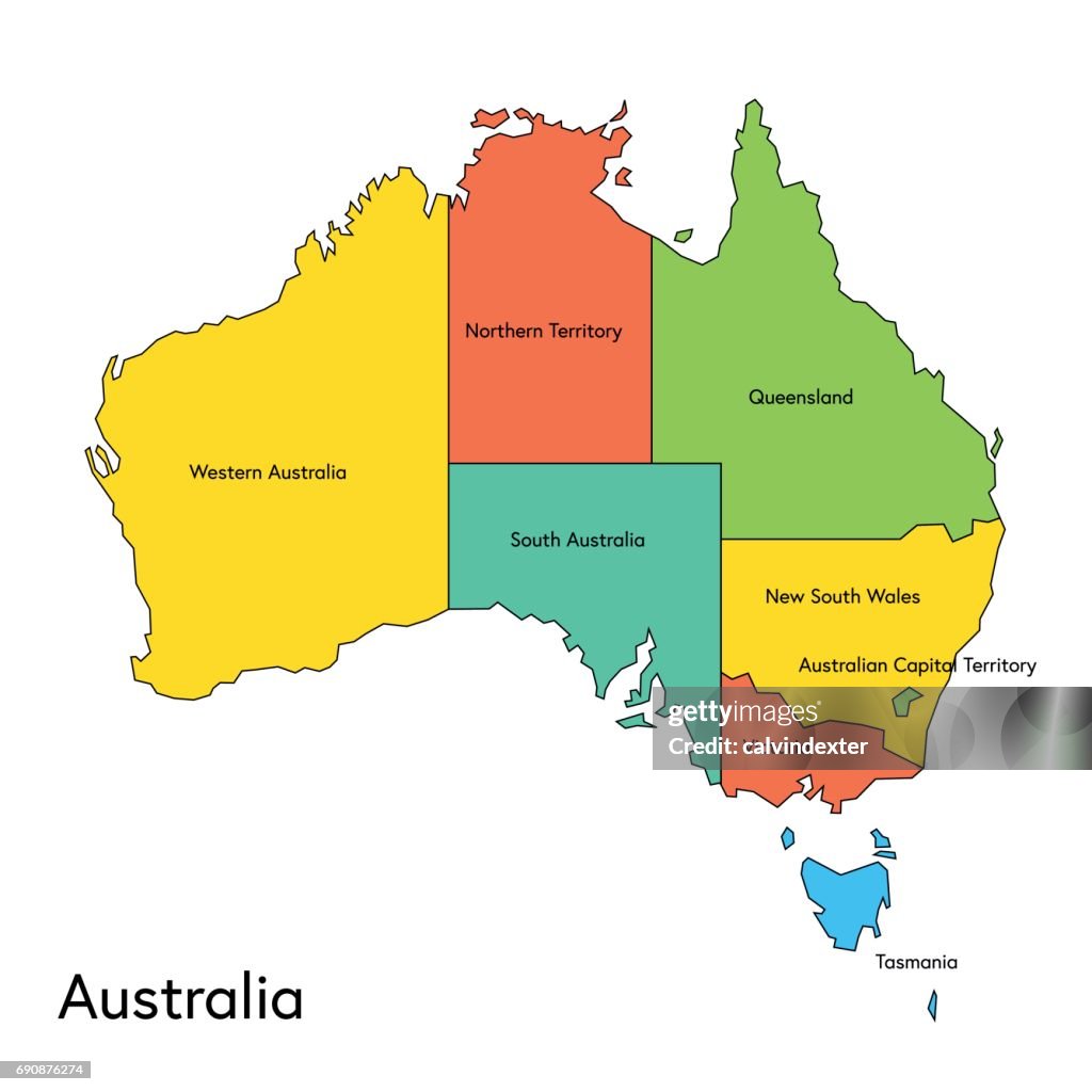 澳大利亞彩色地圖與地區和名稱