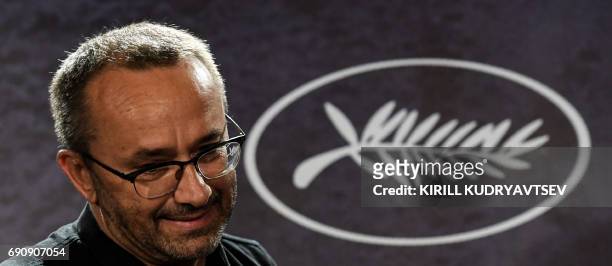 Russian director Andrei Zvyagintsev, winner of the Jury Prize for the film 'Loveless' at the 70th edition of the Cannes Film Festival, gives a press...