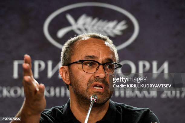 Russian director Andrei Zvyagintsev, winner of the Jury Prize for the film 'Loveless' at the 70th edition of the Cannes Film Festival, speaks during...