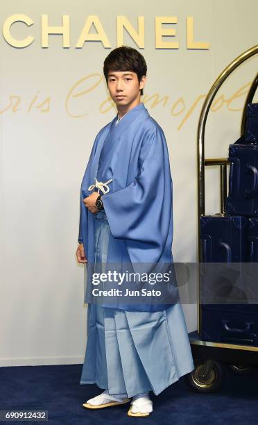 Kabuki actor Sennosuke Kataoka attends the CHANEL Metiers D'art Collection Paris Cosmopolite show at the Tsunamachi Mitsui Club on May 31, 2017 in...